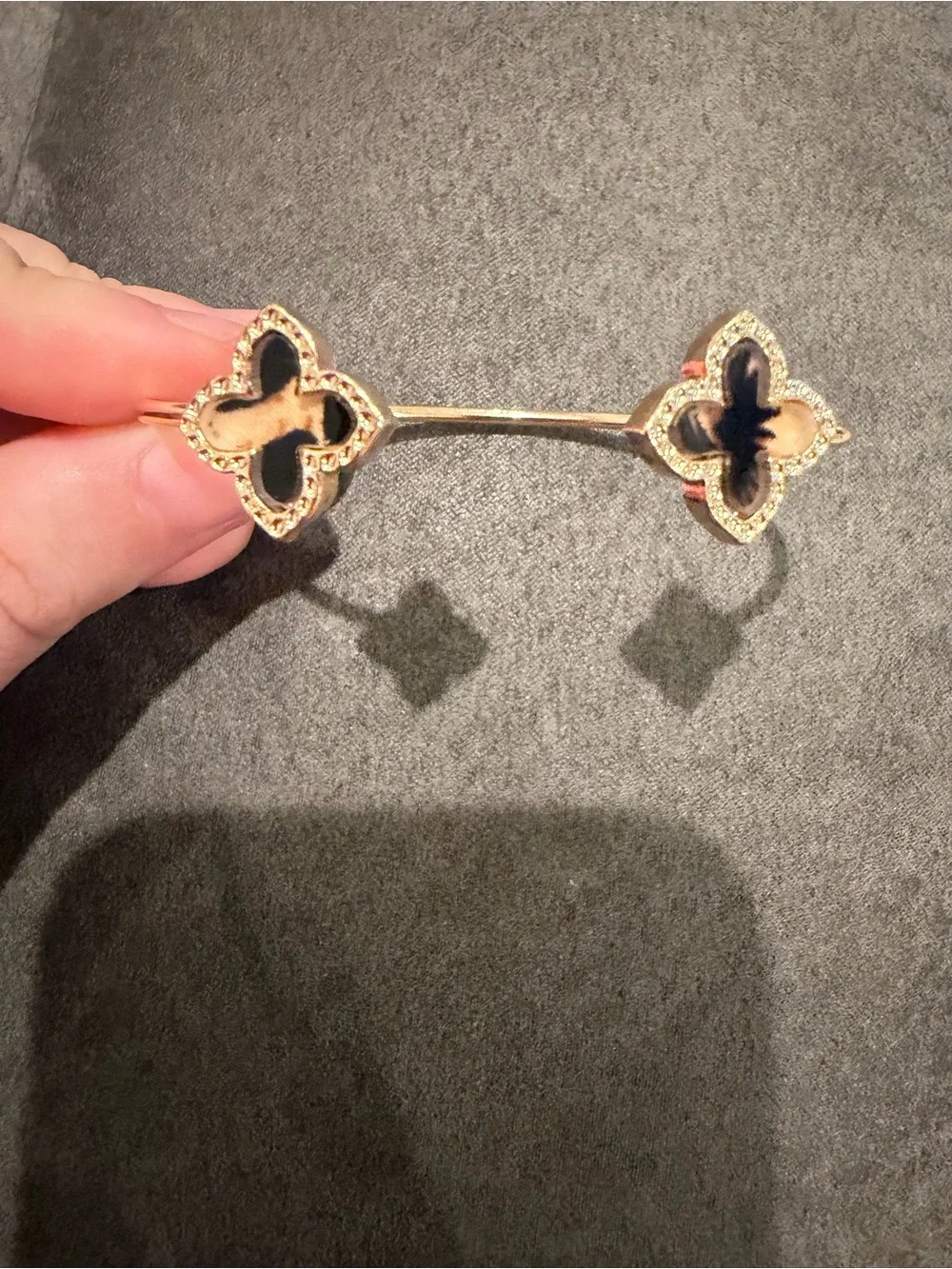 Gold-Tone Cheetah Clover Cuff Bracelet